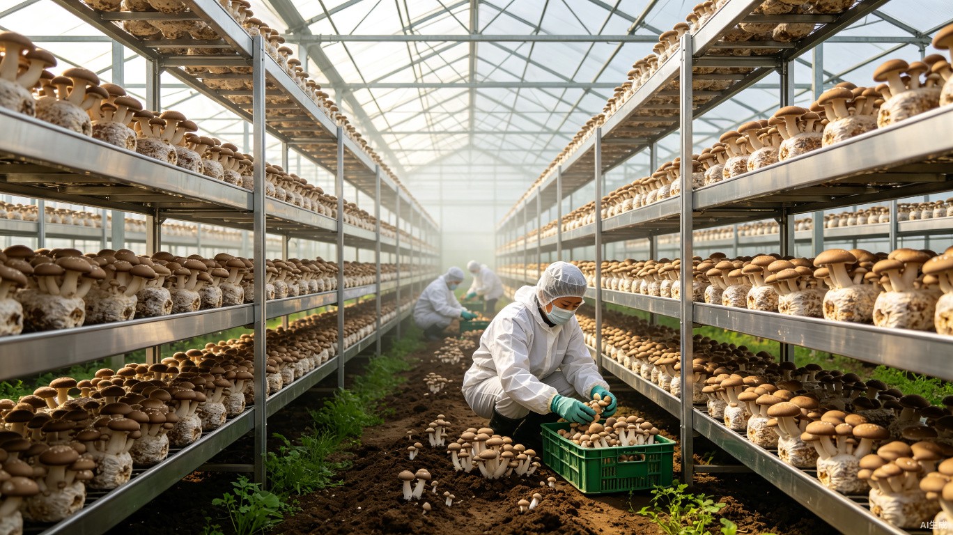 智能化食用菌种植大棚实景